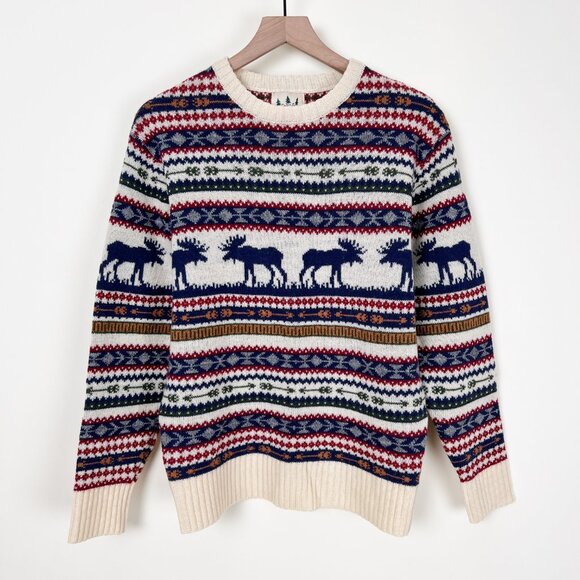 Kiel James Patrick The Great Moose Sweater Christmas Winter Wool Blend Fair Isle - Picture 3 of 10
